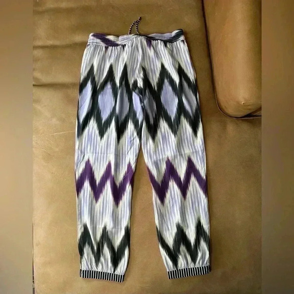 CALYPSO BY ST BARTH LIGHTWEIGHT SILK BLEND IKAT DRAWSTRING COVERUP JOGGERS SMALL - Picture 8 of 12